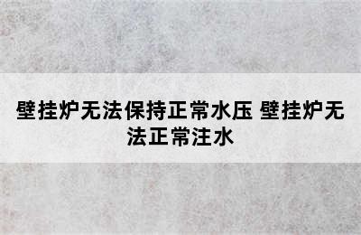 壁挂炉无法保持正常水压 壁挂炉无法正常注水